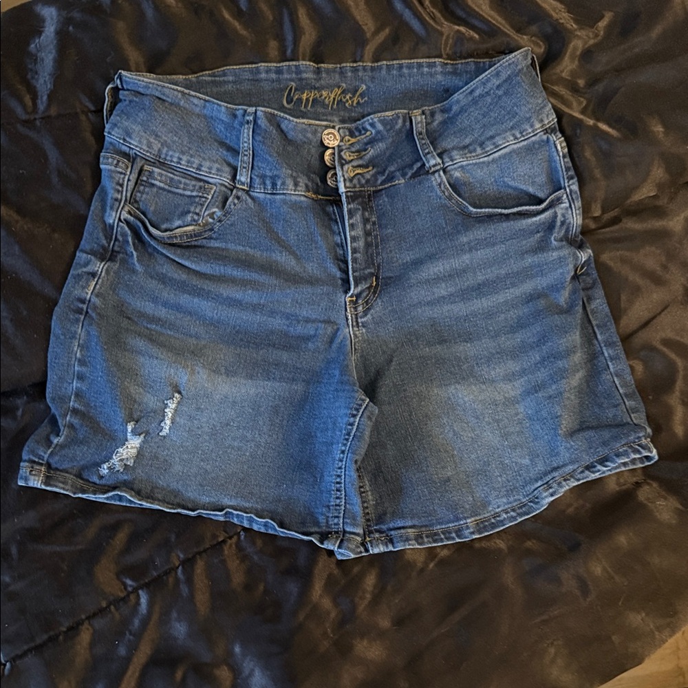 Chic Blue Distressed Denim Shorts
